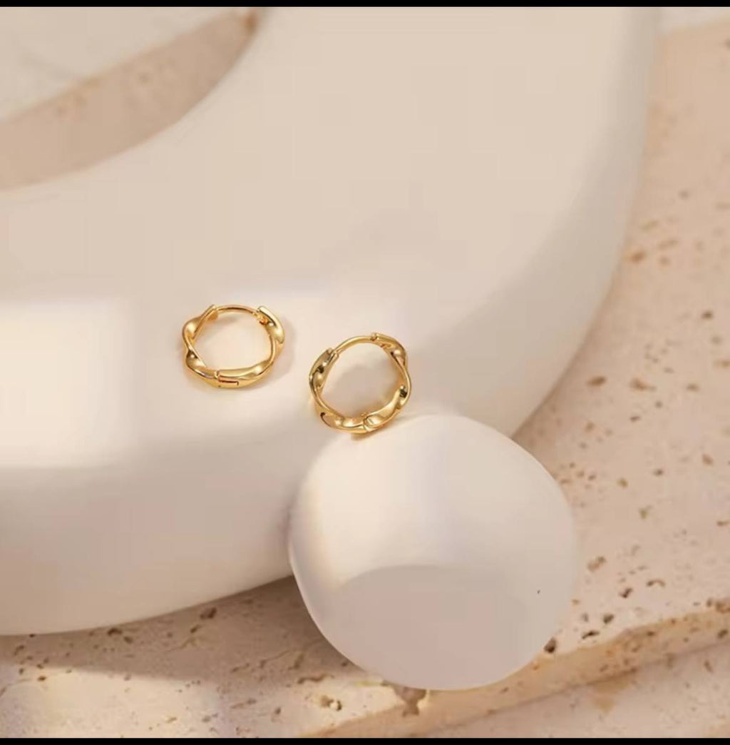 Golden Wave Hoop Earrings