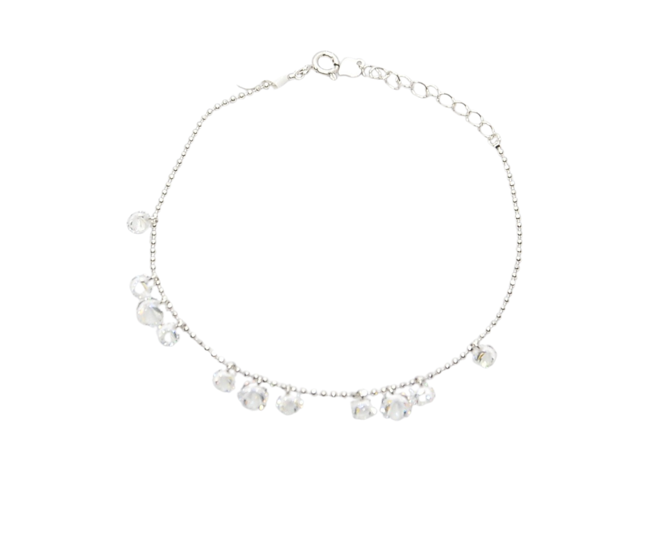 925 Silver Crystal Drop Bracelet
