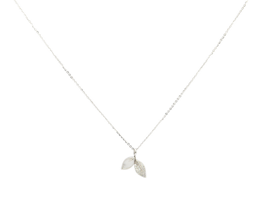 925 Sterling Silver Double Leaf Pendant Necklace