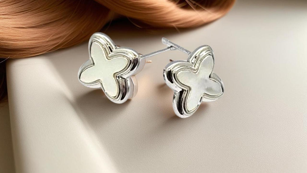 Floral Whisper Silver Polished Studs