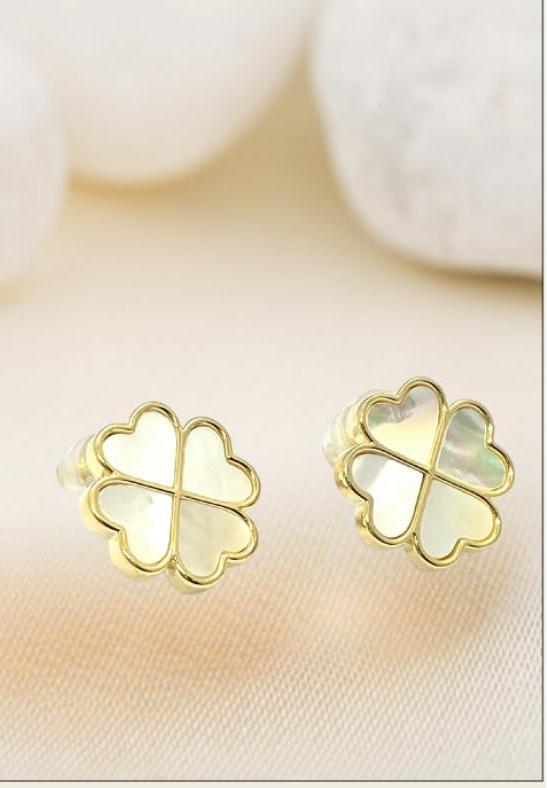 Lucky Hearts Clover Studs