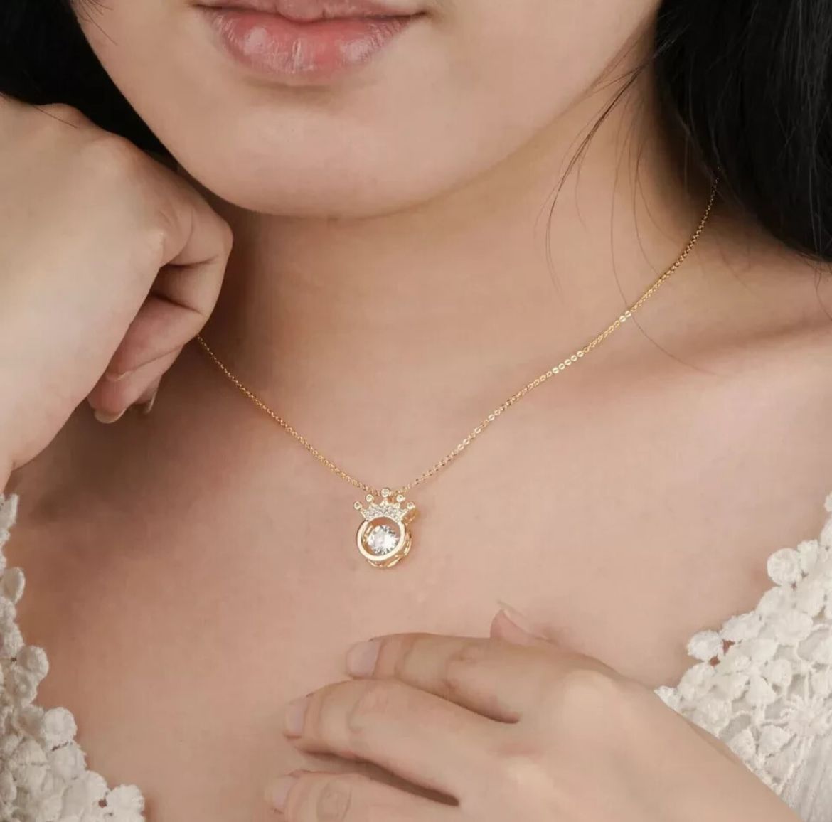 925 Silver Crown Chain Pendant - Silver Gift for Her