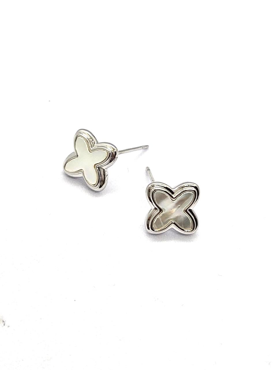 Floral Whisper Silver Polished Studs