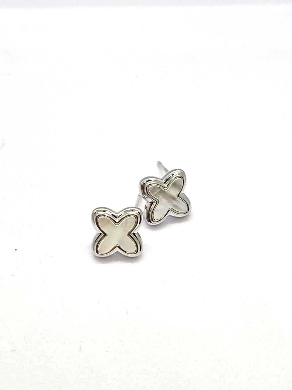 Floral Whisper Silver Polished Studs
