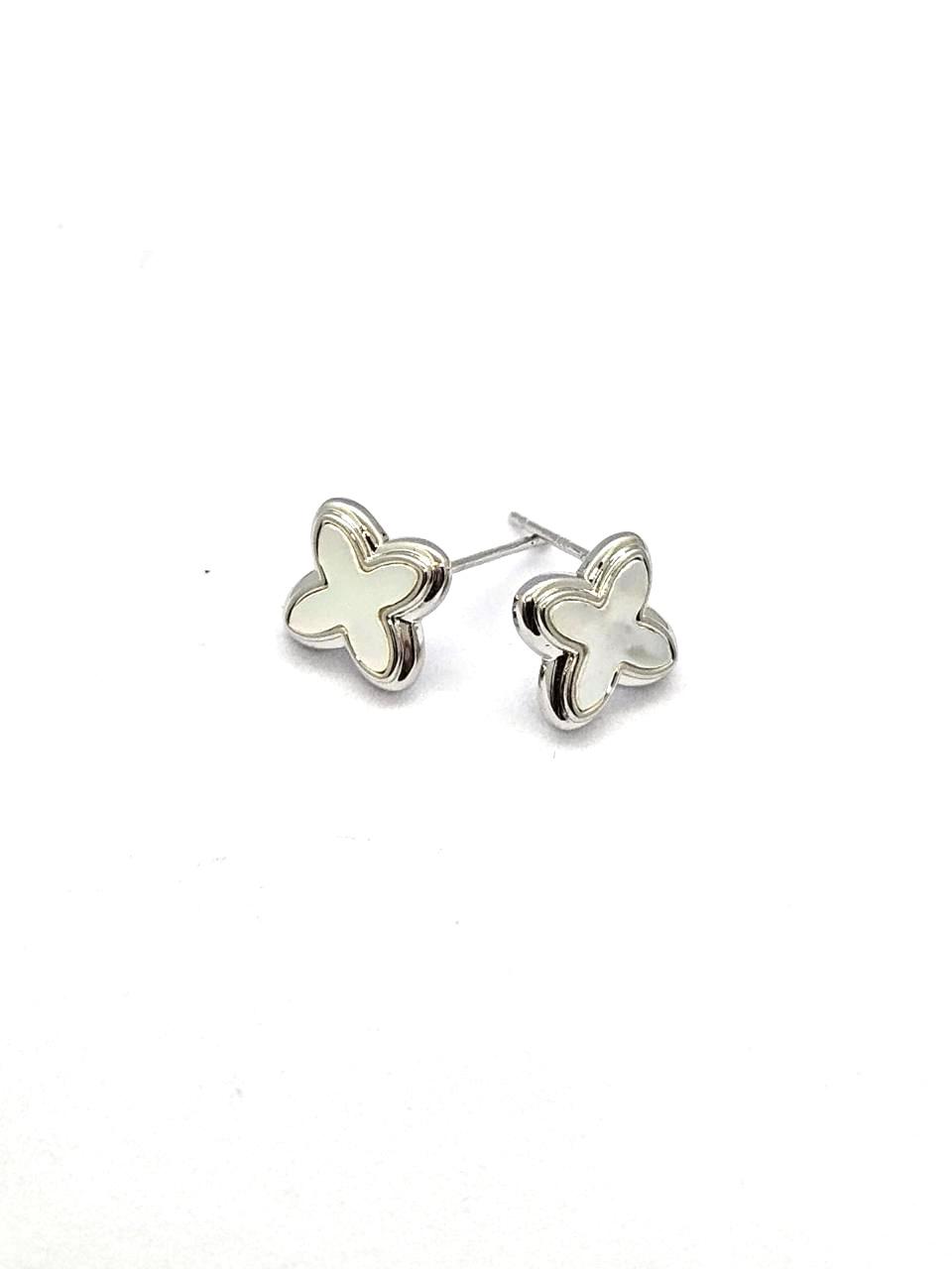 Floral Whisper Silver Polished Studs