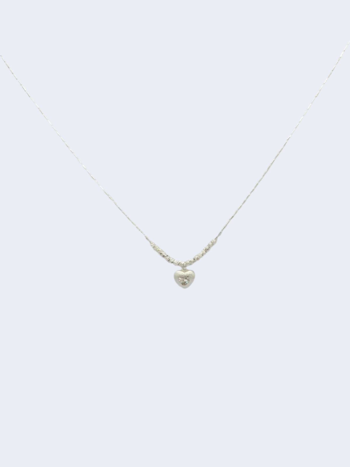 Frosted Heart Charm Necklace